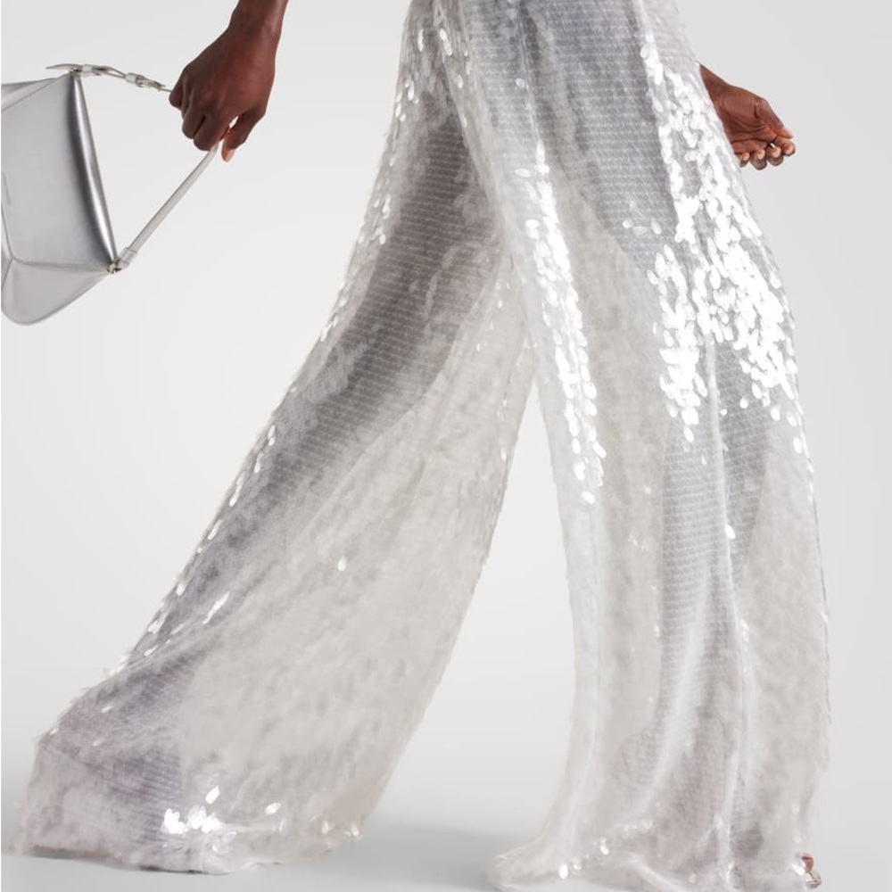 Norma Kamali Clear Sequin white Pants last one!